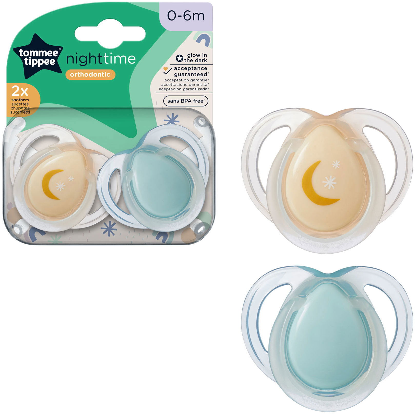 Tommee Tippee Night Time Cumi, 0-6 hó, 2 db (5010415333803)