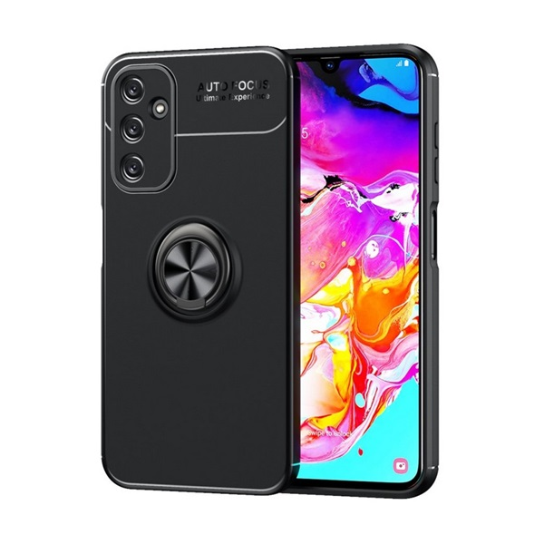 Szilikon telefonvédő (asztali tartó, tartógyűrű, 360°, mágneses) FEKETE Samsung Galaxy A25 5G (SM-A256) "Gigapack csomagolás" (GP-150543)