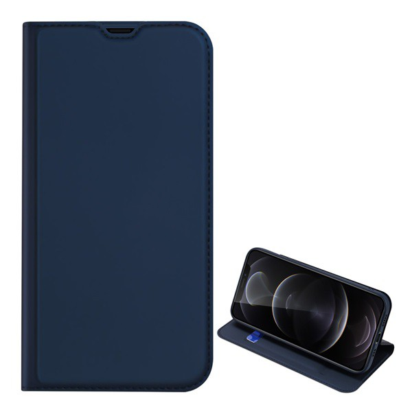 DUX DUCIS SKIN PRO tok álló, bőr hatású (FLIP, oldalra nyíló, bankkártya tartó, asztali tartó funkció) SÖTÉTKÉK [Apple iPhone 13 Pro] (5996591097855)