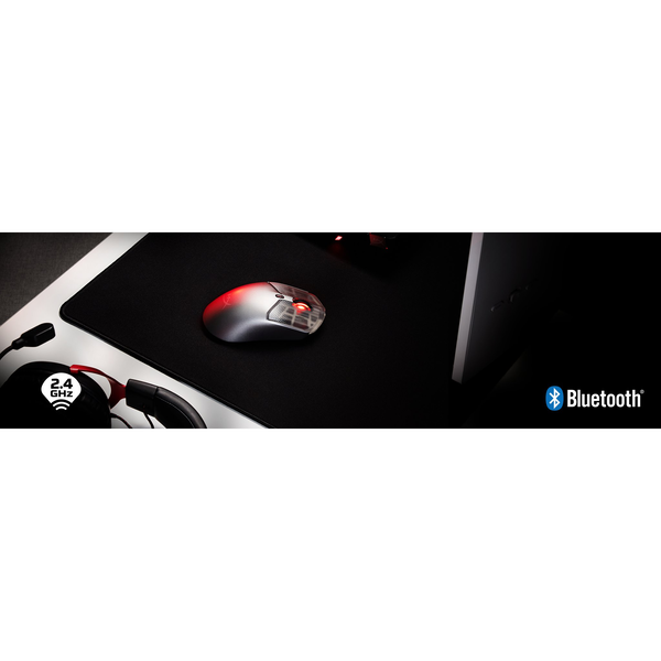 HyperX Pulsefire Haste 2 S Wireless Silver Gaming Mouse mus Spil Ambidextrous RF Wireless + Bluetooth + USB Type-C 3200 dpi