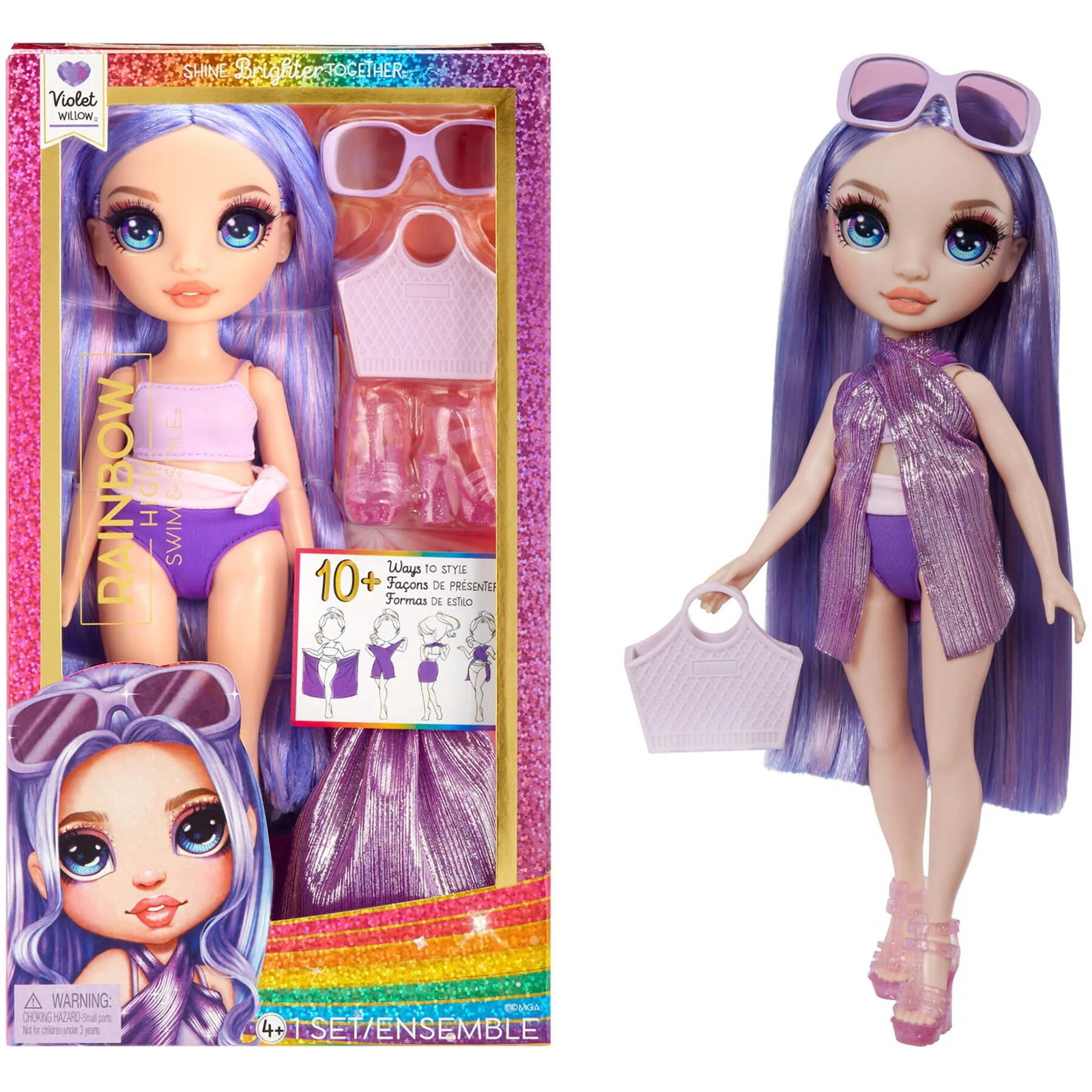 MGA Entertainment Rainbow High Swim & Style Violet baba (507314-EUC)