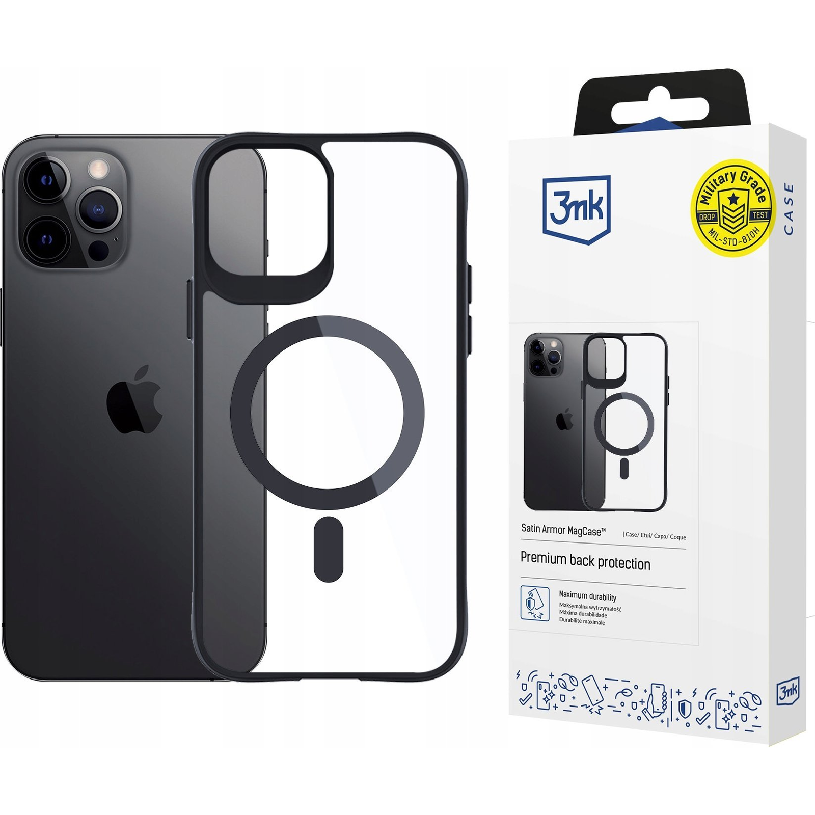 3mk Satin Armor MagCase átlátszó, TPU és PC anyagú telefontok Apple iPhone 12 Pro Max (5903108563741)