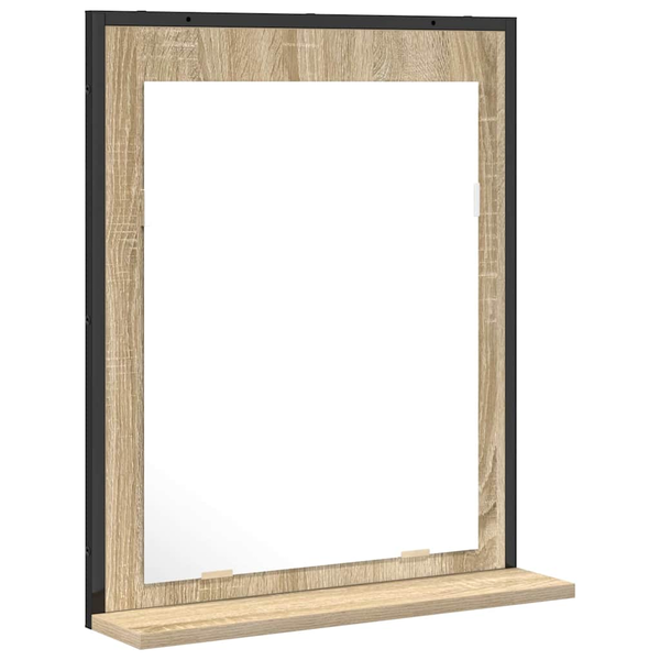 Fürdőszobai tükör polcokkal Fekete 50 x 12 x 60 cm Faanyag