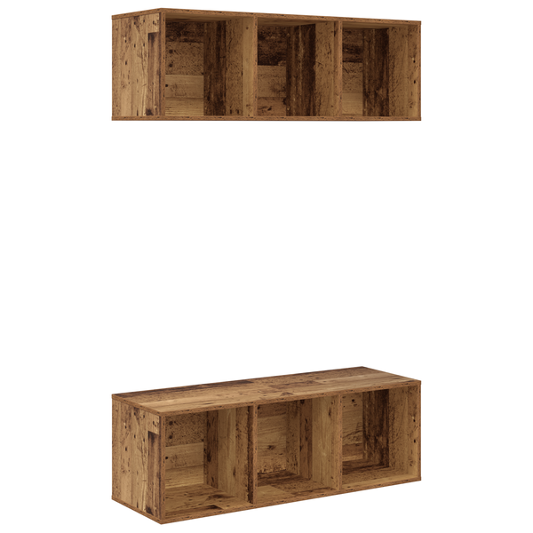 Șifonieri pentru TV montate pe perete cu raft 2 pcs Lemn vechi