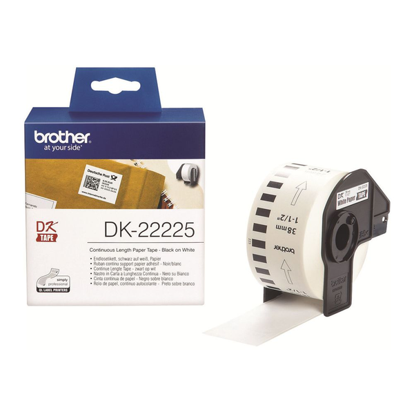 Brother DK-22225 етикетна лента Черен на бял фон