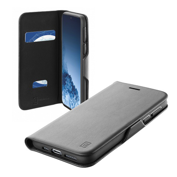 CELLULARLINE BOOK CLUTCH tok álló, bőr hatású (FLIP, oldalra nyíló, bankkártyatartó funkció) FEKETE [Samsung Galaxy S21 Plus (SM-G996) 5G] (BOOKCLU3GALS21PK)