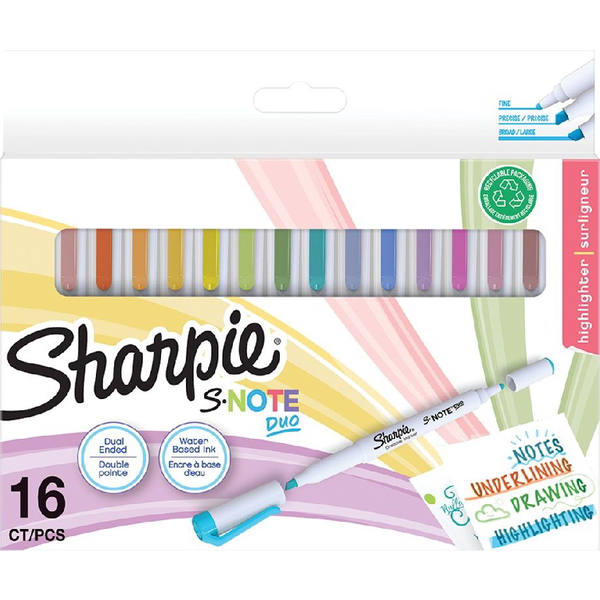 Sharpie Textmarker S-Note DUO Keil- und Rundspitze 16er Blister