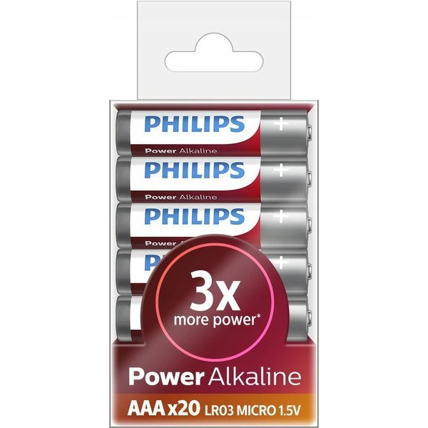 Philips Power Alkaline LR03P20T/10 háztartási elem Újratölthető elem AAA Lúgos (8712581622145)