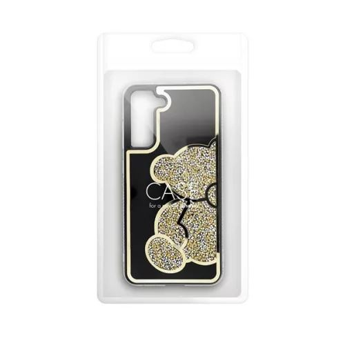 Teddy Bear Samsung Galaxy A25 5G csillogó köves tok fekete-aranyszínű (101209) (101209)