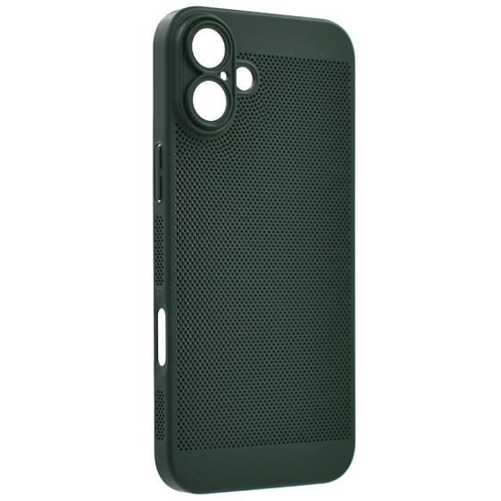 Gigapack Apple iPhone 16 légáteresztő, lyukacsos műanyag tok sötétzöld (GP-159943) (GP-159943)