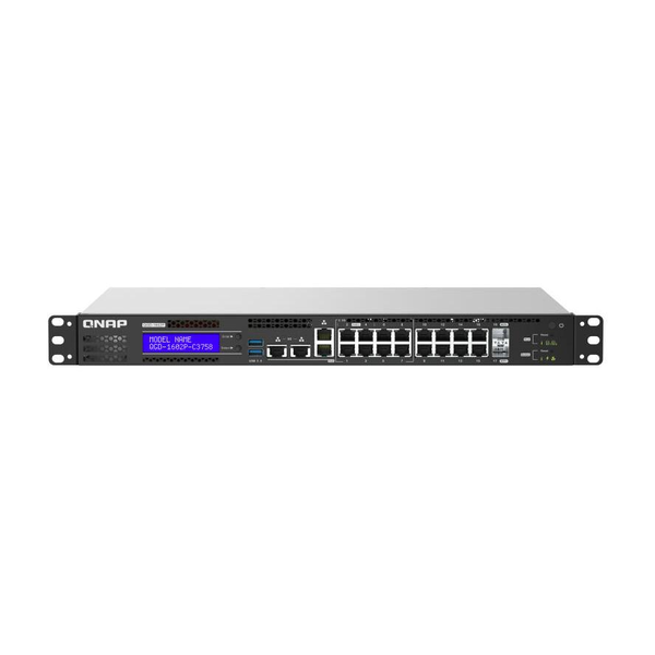 QNAP QGD-1602P Managed L2 Gigabit Ethernet (10/100/1000) Power over Ethernet (PoE) 1U Zwart, Grijs
