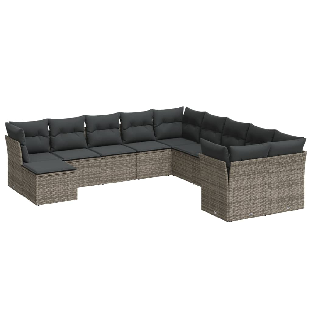 11 részes szürke polyrattan kerti ülőgarnitúra párnákkal (3250449)