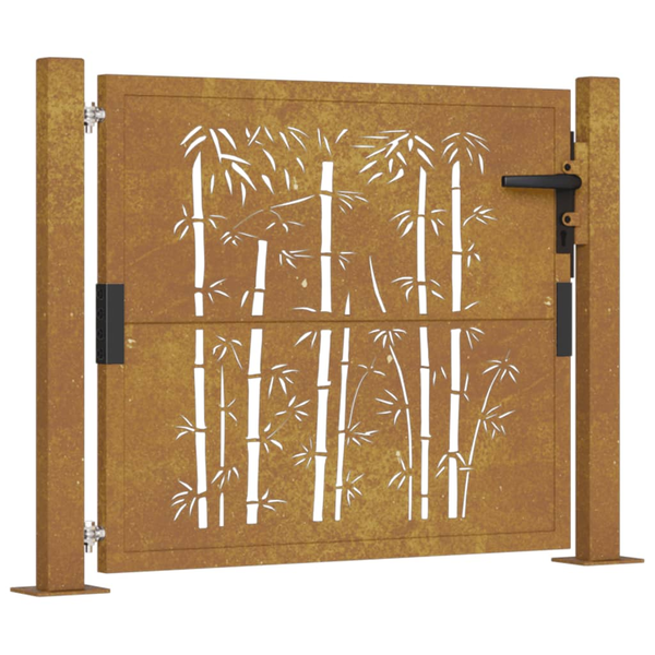 bambuszmintás corten acél kerti kapu 105 x 180 cm