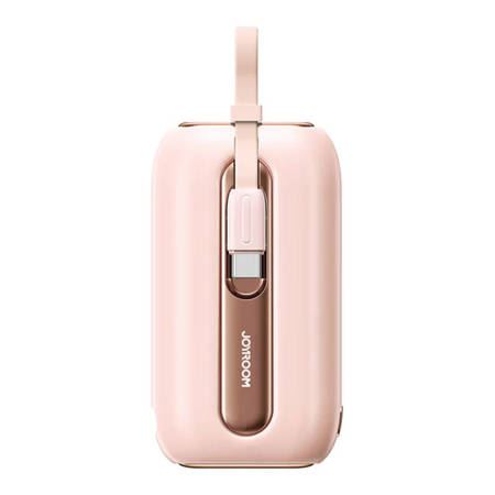 Joyroom JR-L013 Power Bank 10000mAh 12W beépített Lightning/USB-C kábel rózsaszín (6956116701765) (JR-L013 pink)