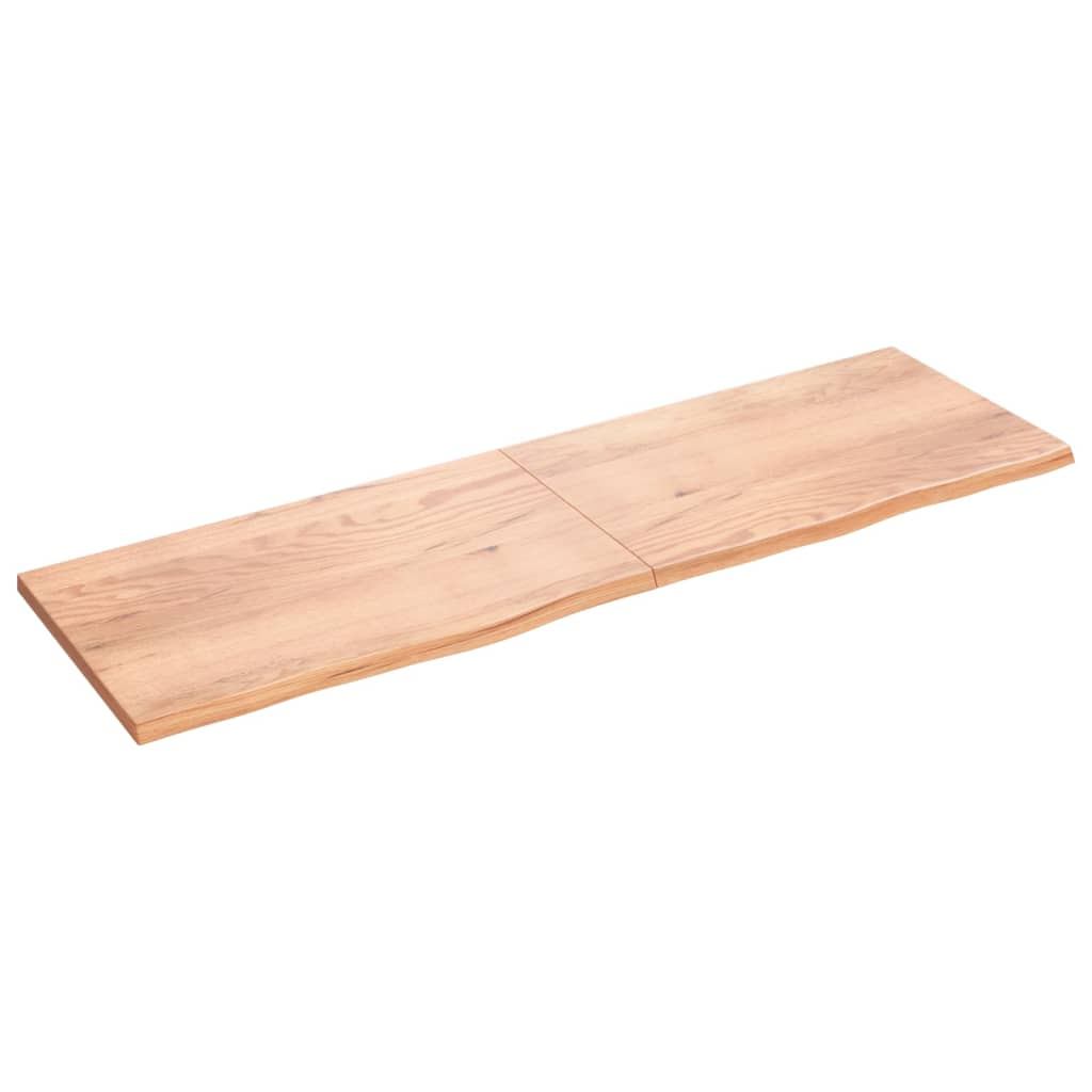 világosbarna kezelt tömör tölgyfa fali polc 200 x 60 x (2-4) cm (363730)