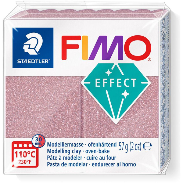 Teplo vytvrzovací hmota FIMO Soft Effect třpytky růžové