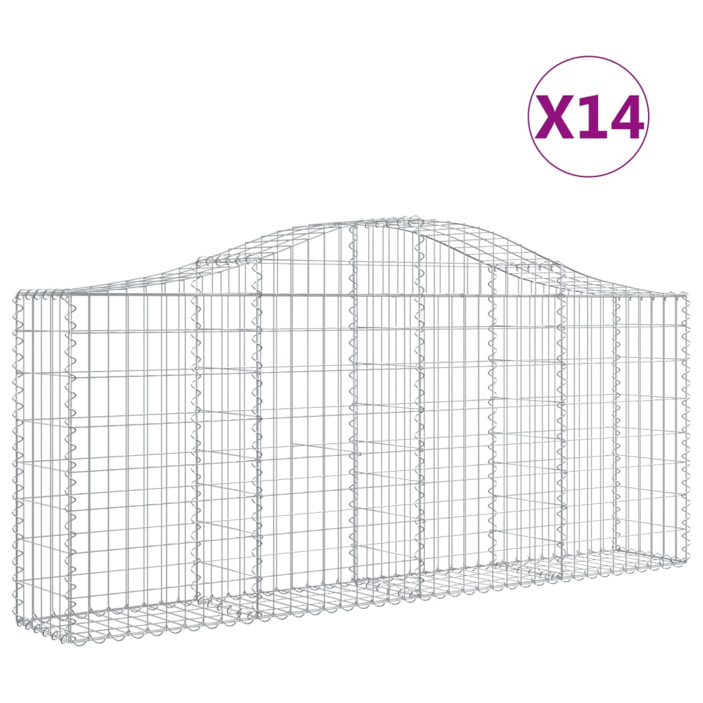 14 db íves horganyzott vas gabion kosár 200x30x80/100 cm (3145421)