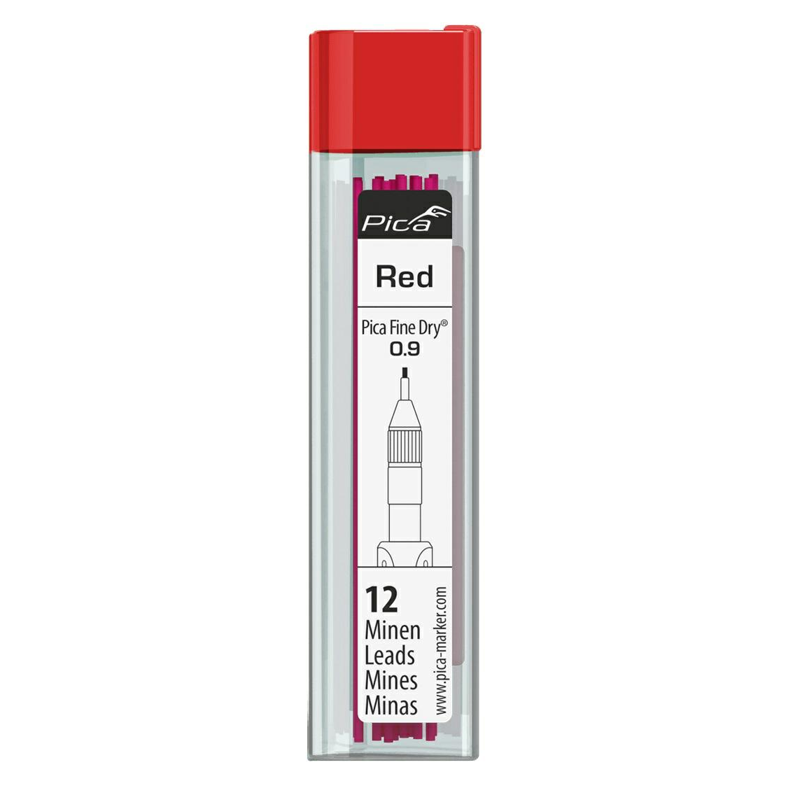 Pica 7031 Fine-Dry Filc utántöltő készlet 0.9 mm - Piros (12 db / csomag) (7031)