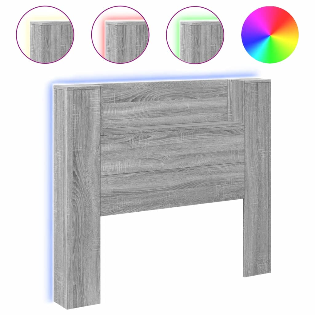 szürke sonoma színű áthidalószekrény LED-ekkel 120x16,5x103,5cm (839243)