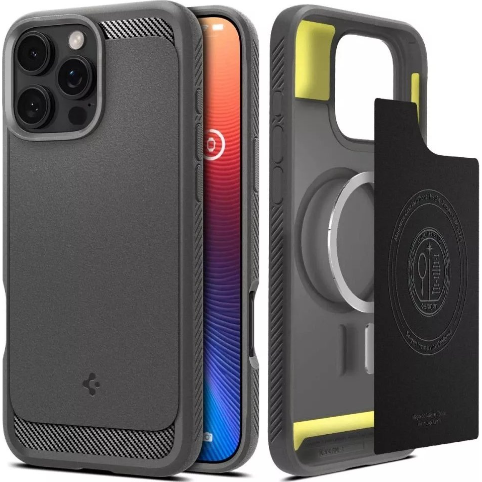 Spigen Rugged Armor MagFit Apple iPhone 16 Pro Max tok, szürke (8809971229234-ACS07987)