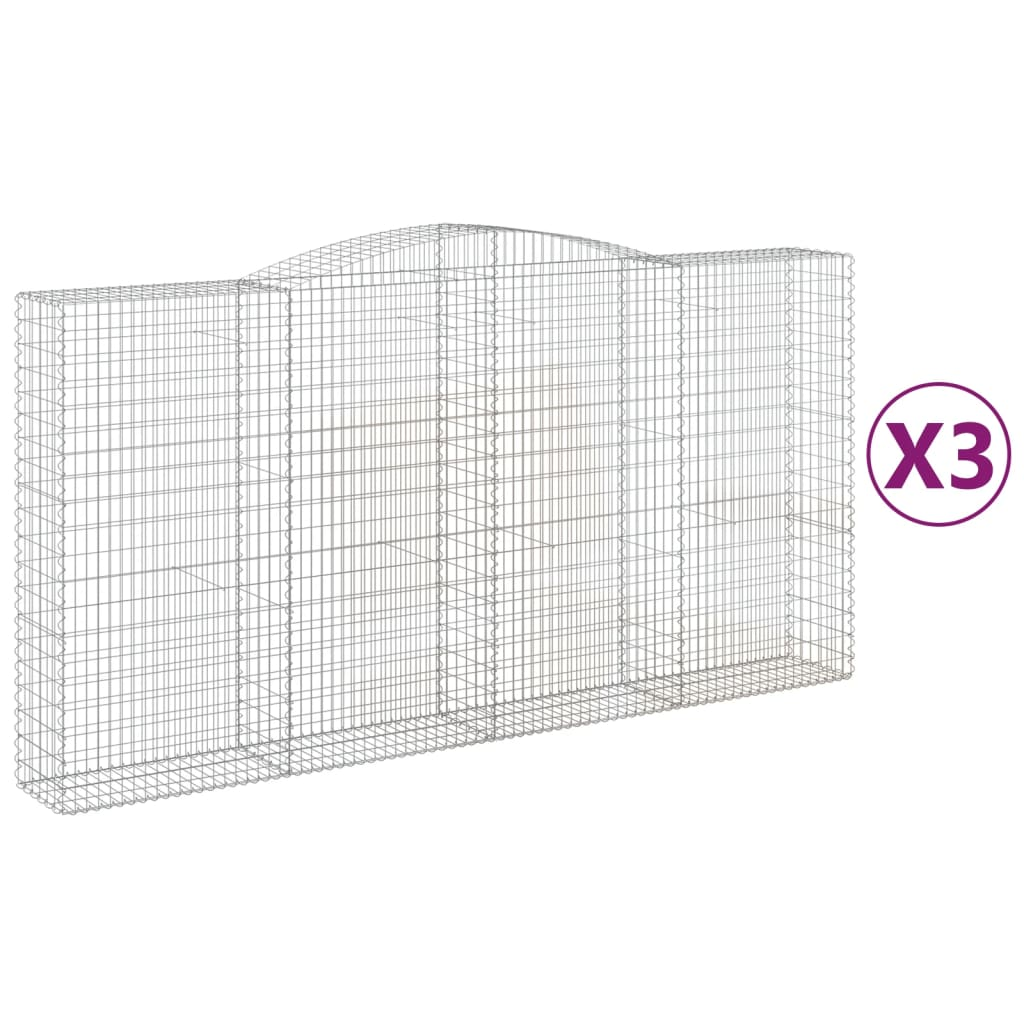 3 db íves horganyzott vas gabion kosár 400x50x200/220 cm (3147062)