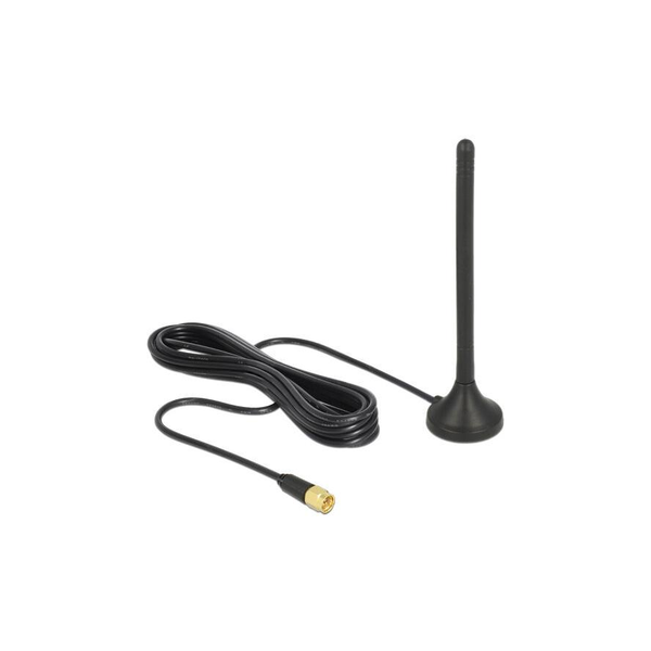 Delock LTE / GSM / UMTS antenna SMA-dugó 2,5 dBi irányítatlan, rögzített, mágneses talppal és csatla