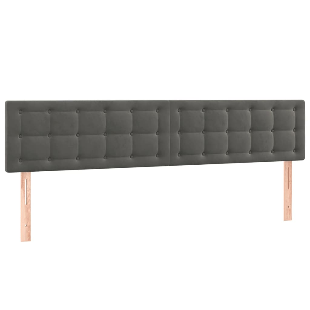 2 db sötétszürke bársony fejtámla 90x5x78/88 cm (346511)