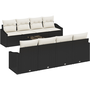 Kerti Kanapé Szett 7 pcs Fekete és Krém 55 x 55 x 37 cm