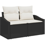 Kerti Kanapé Szett 7 pcs Fekete és Krém 55 x 55 x 37 cm