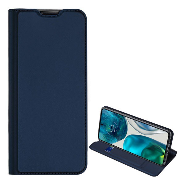 DUX DUCIS SKIN PRO tok álló, bőr hatású (FLIP, oldalra nyíló, bankkártya tartó, asztali tartó funkció) SÖTÉTKÉK [Motorola Moto G52]
