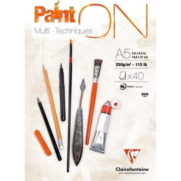 Művészeti Rajztömb Clairefontaine Painton A/5 40 Lap 250 g Ragasztott Fehér Enyhén Szemcsés