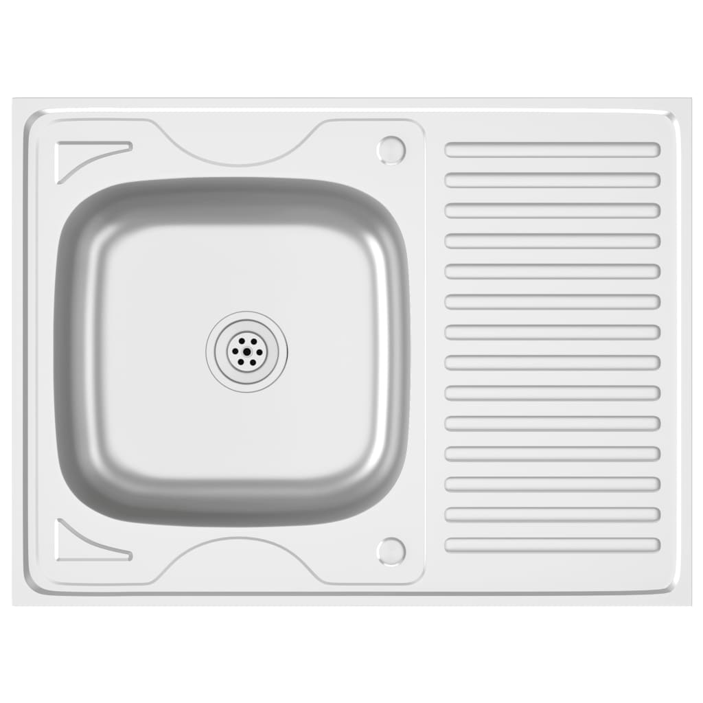 ezüst rozsdamentes acél lefolyós konyhamosogató 800x600x155 mm (147233)