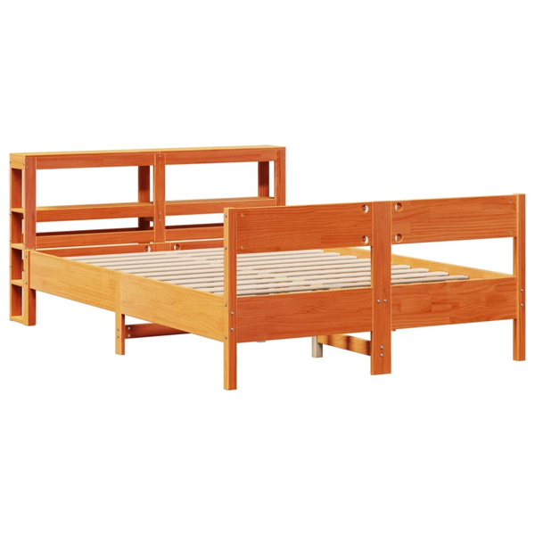 viaszbarna tömör fenyőfa ágy matrac nélkül 150 x 200 cm