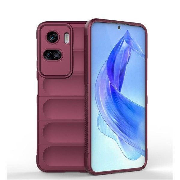 Huawei Honor 90 Lite, Szilikon tok, közepesen ütésálló, 3D minta, bordó (RS146734)