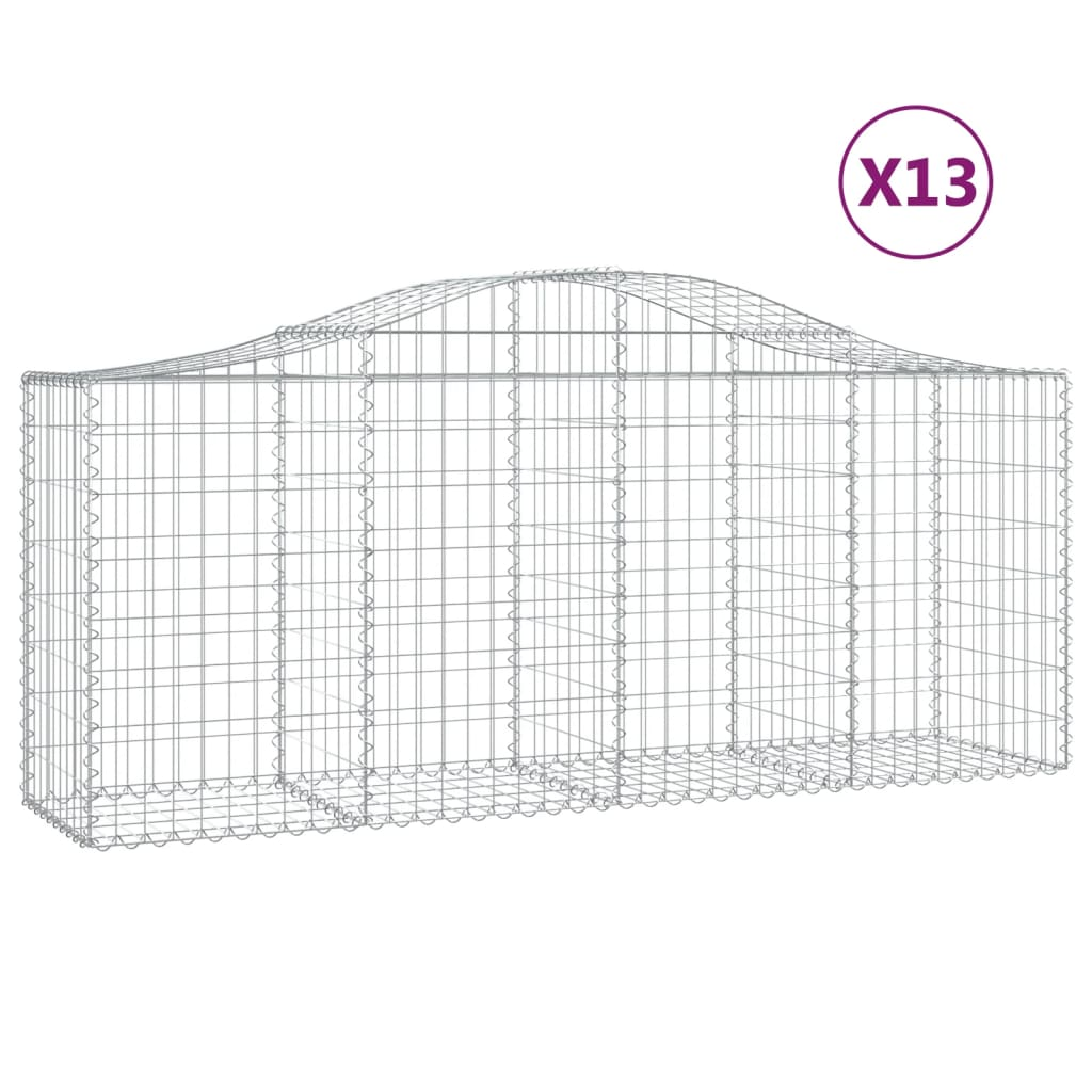 13 db íves horganyzott vas gabion kosár 200x50x80/100 cm (3145630)