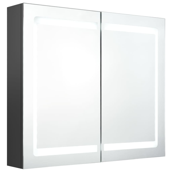 szürke LED-es tükrös fürdőszobaszekrény 80 x 12 x 68 cm