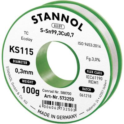 Forrasztóhuzal, ólommentes, 100 g, 0,3 mm, 3,0%, KS115 (574000)