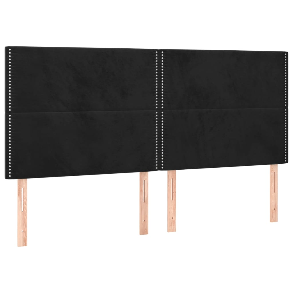 4 db fekete bársony fejtámla 90x5x78/88 cm (3116254)