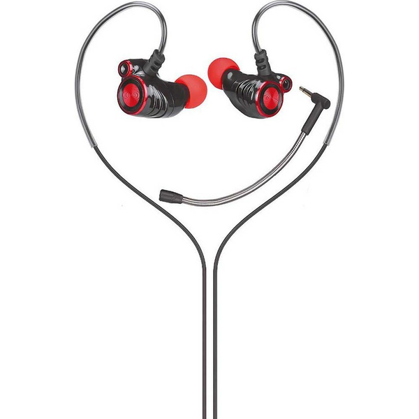 HP DHE-7002 Headset Ledningsført Ørekrog, I ørerne Opkald/musik Sort, Rød