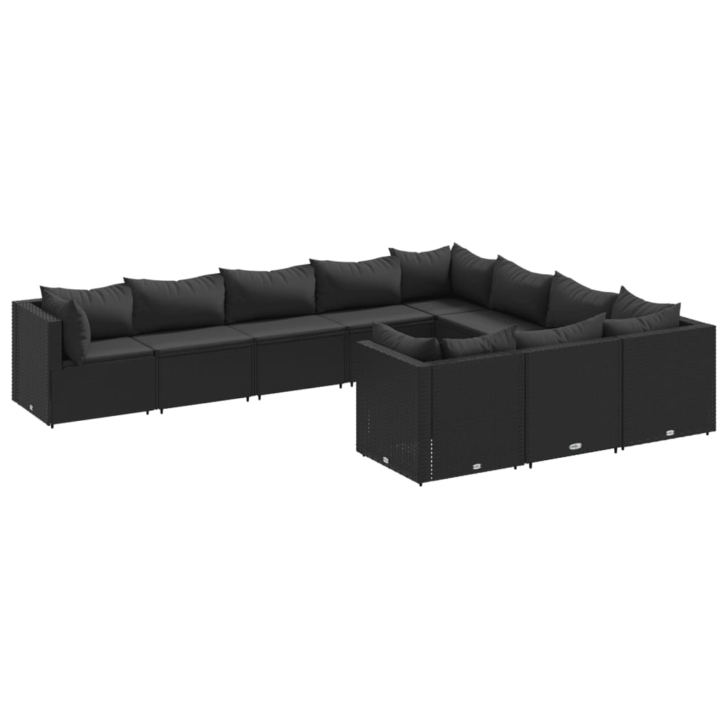 10 részes fekete polyrattan kerti ülőgarnitúra párnákkal (3308331)