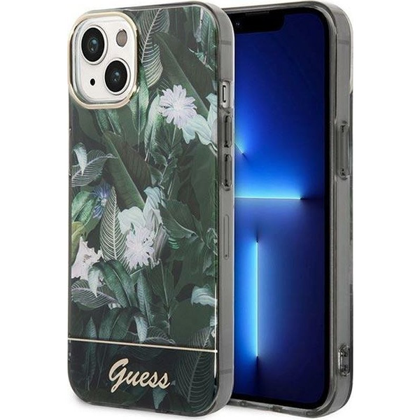 Калъф за телефон Guess GUHCP14MHGJGHA Apple iPhone 14 Plus зелен, твърд Jungle Collection