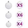 VidaXL изкуствена коледна елха с 620 клонки с LED лампички и топки 180 см 3077666