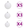 VidaXL изкуствена коледна елха с 620 клонки с LED лампички и топки 180 см 3077666