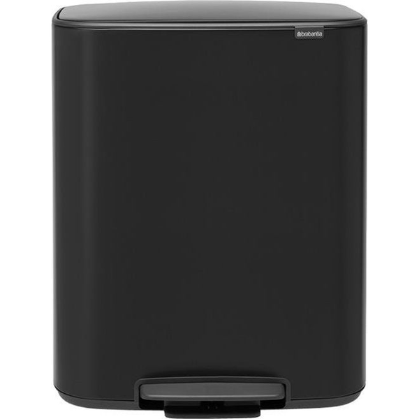 Brabantia Bo Pedal Bin pedálos szelektív hulladékgyűjtő szagmentesen záródó Soft-Close fedél, műanyag tartály, 2x30L - O méret, acél, matt fekete - 211508