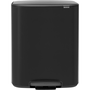 Brabantia Bo Pedal Bin pedálos szelektív hulladékgyűjtő szagmentesen záródó Soft-Close fedél, műanyag tartály, 2x30L - O méret, acél, matt fekete - 211508