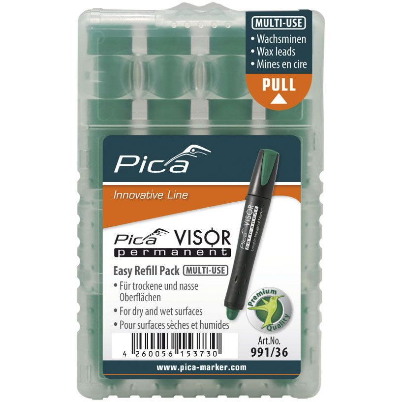 Pica VISOR permanent jelölőkréta utántöltő 10mm - Zöld (4db/csomag) (991/36)