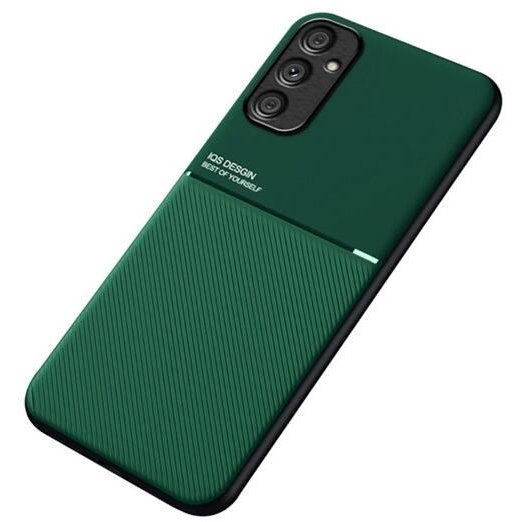 Gigapack Samsung Galaxy A34 5G (SM-A346) mágneses, bőr hatású, csíkos mintás tok sötétzöld (GP-144466) (GP-144466)