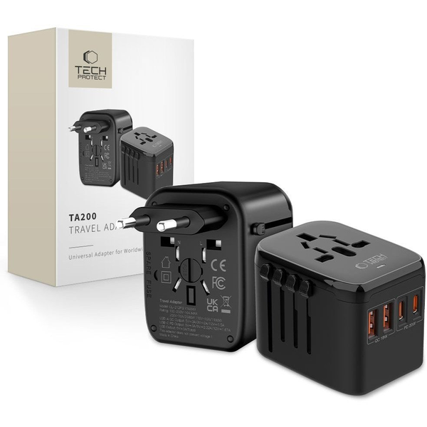 ADAPTÉR CESTOVNÍ NABÍJEČKA EU / UK / US / AU + USB-A USB-C PORTY
