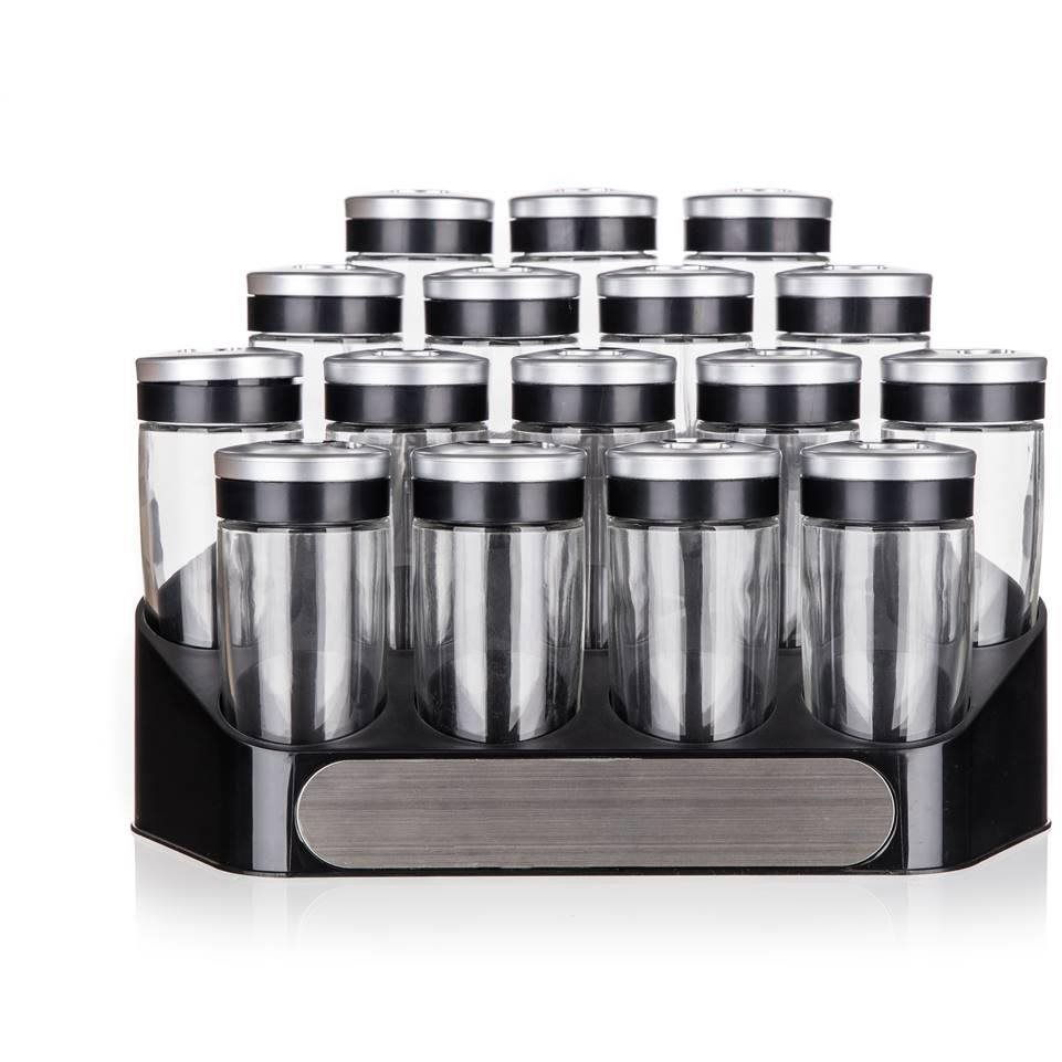 BANQUET ALTIMA Fűszertartó készlet 95 ml, 17 db, fekete (A22599)