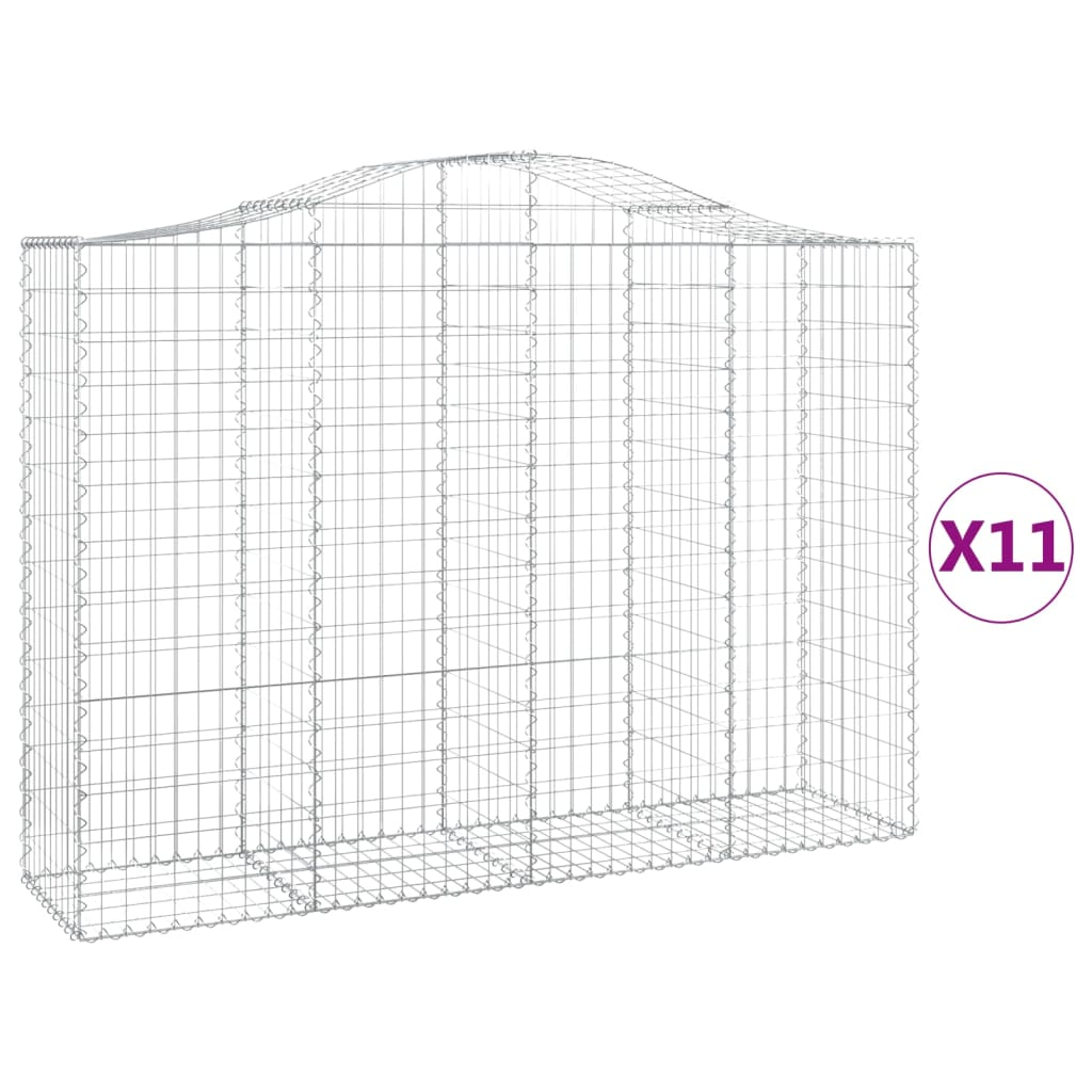 11 db íves horganyzott vas gabion kosár 200x50x140/160 cm (3145691)
